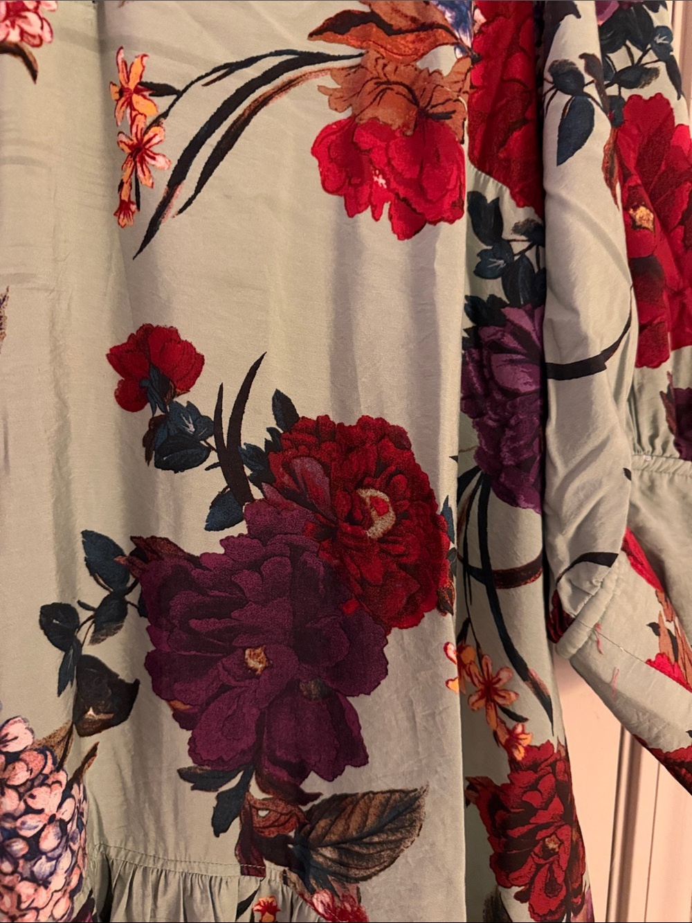 H&M Floral Maxi Dress in Mint with Red & Purple Blooms - Picture 3 of 4